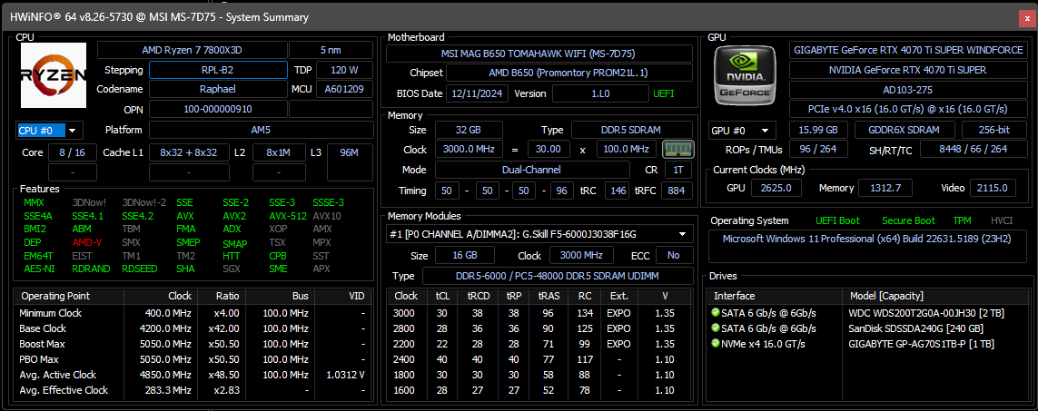 HWInfo CPU, GPU, MOBO